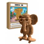 QBRIX Картонный 3D конструктор Слон на скейтборде