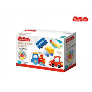 Пазлы контурные "Транспорт" Baby Toys (5 карт. 15 эл)