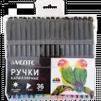 яя Набор капиляр. ручек 36цв. deVENTE "Drops" 5060402 чёрн.круг.корп,0,4мм,пластик.блист.