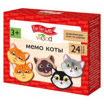 Игра настольная деревянная МЕМО "Коты" (24 фишки в коробке) Far far land Wood