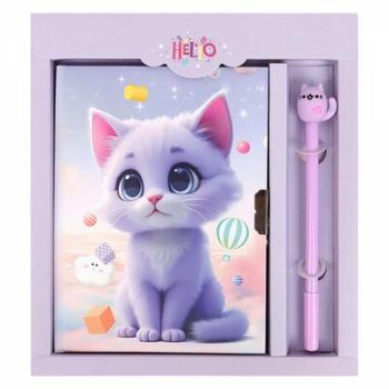яя Набор подар. Darvish "Милый котёнок" DV-15943-2 (блокнот 13,5*18см 50л.кл.с замком+ручка шар.)
